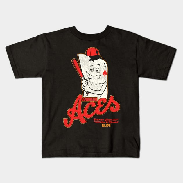 Defunct Anaheim Aces Baseball Team Kids T-Shirt by Defunctland